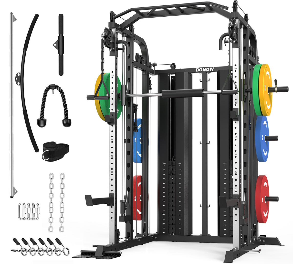 All in One Smith Machine Rack with Weight Stacks & Dual Cable System