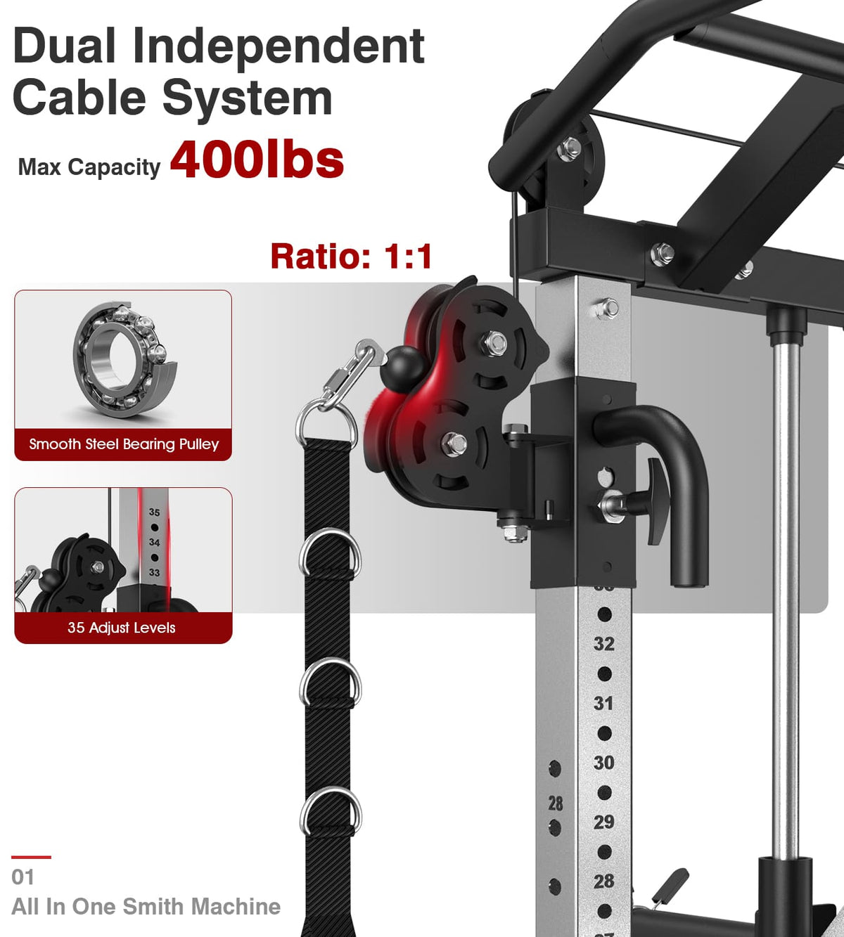All in One Smith Machine Rack with Weight Stacks & Dual Cable System