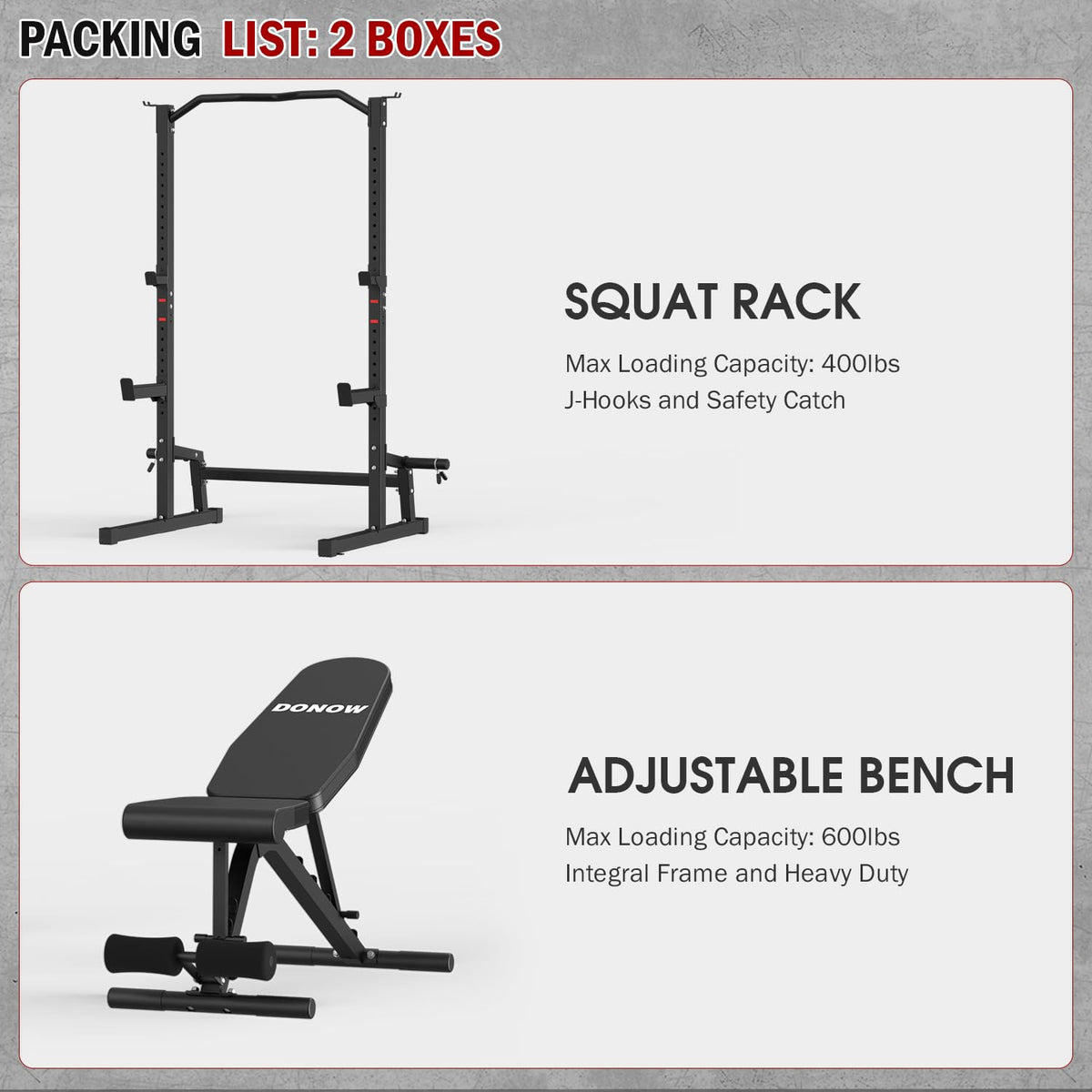 JX fitness Squat Rack with Adjustable Workout Bench