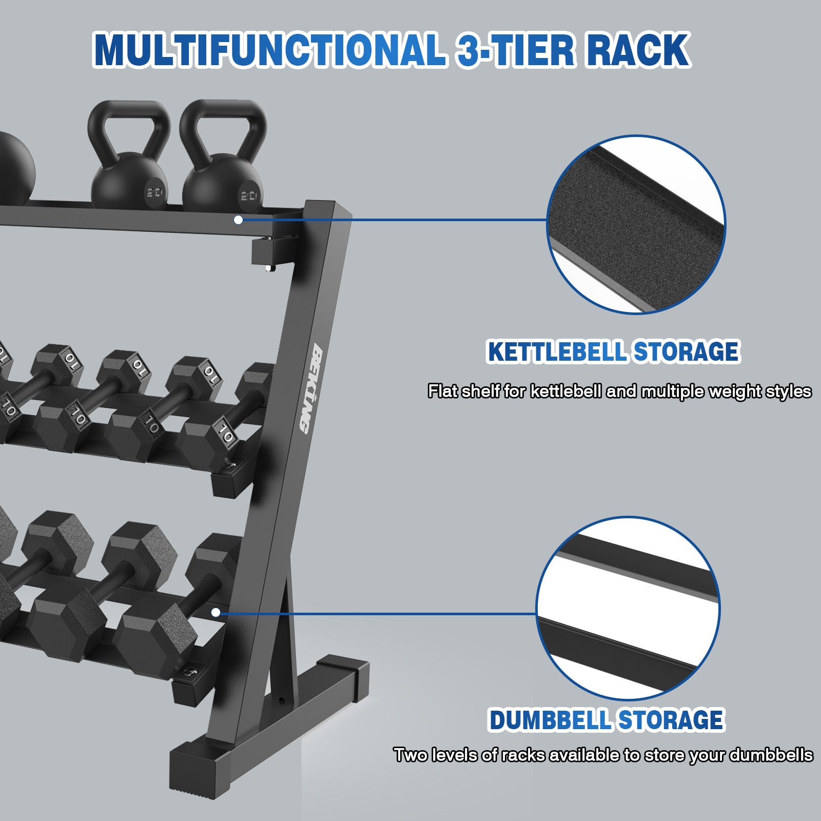 3 Tier Dumbbell Rack,1000LB Capacity BK-96