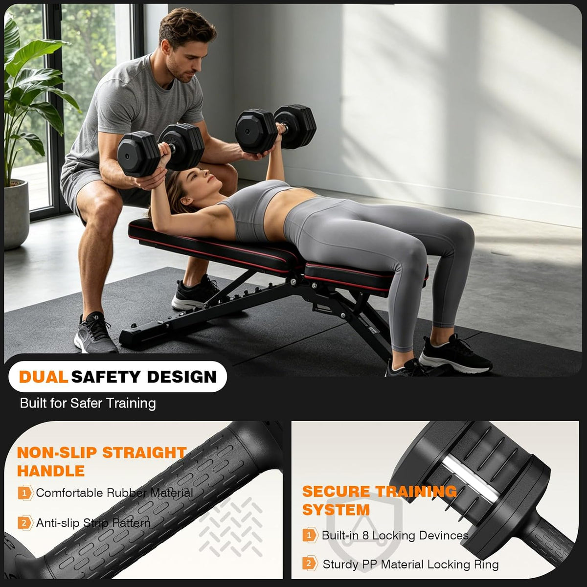 Adjustable Dumbbells Set, Single 55lb/ Pair 110lb