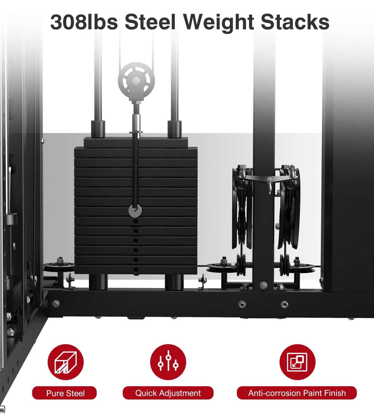 Smith Machine Rack Cable Crossover Home Gym System Station