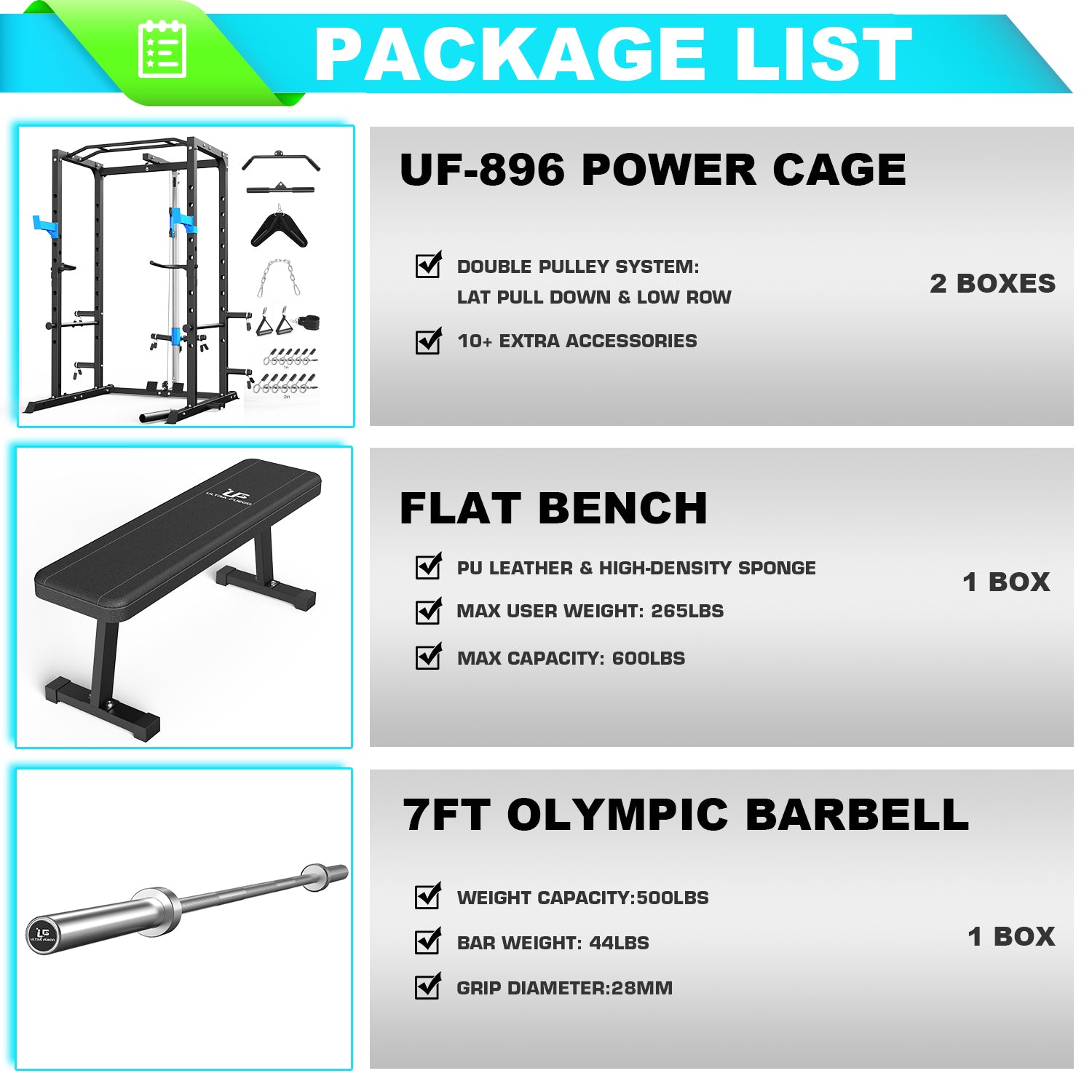 Power Cage, Multi-Functional Power Rack with Complete Attachments 896