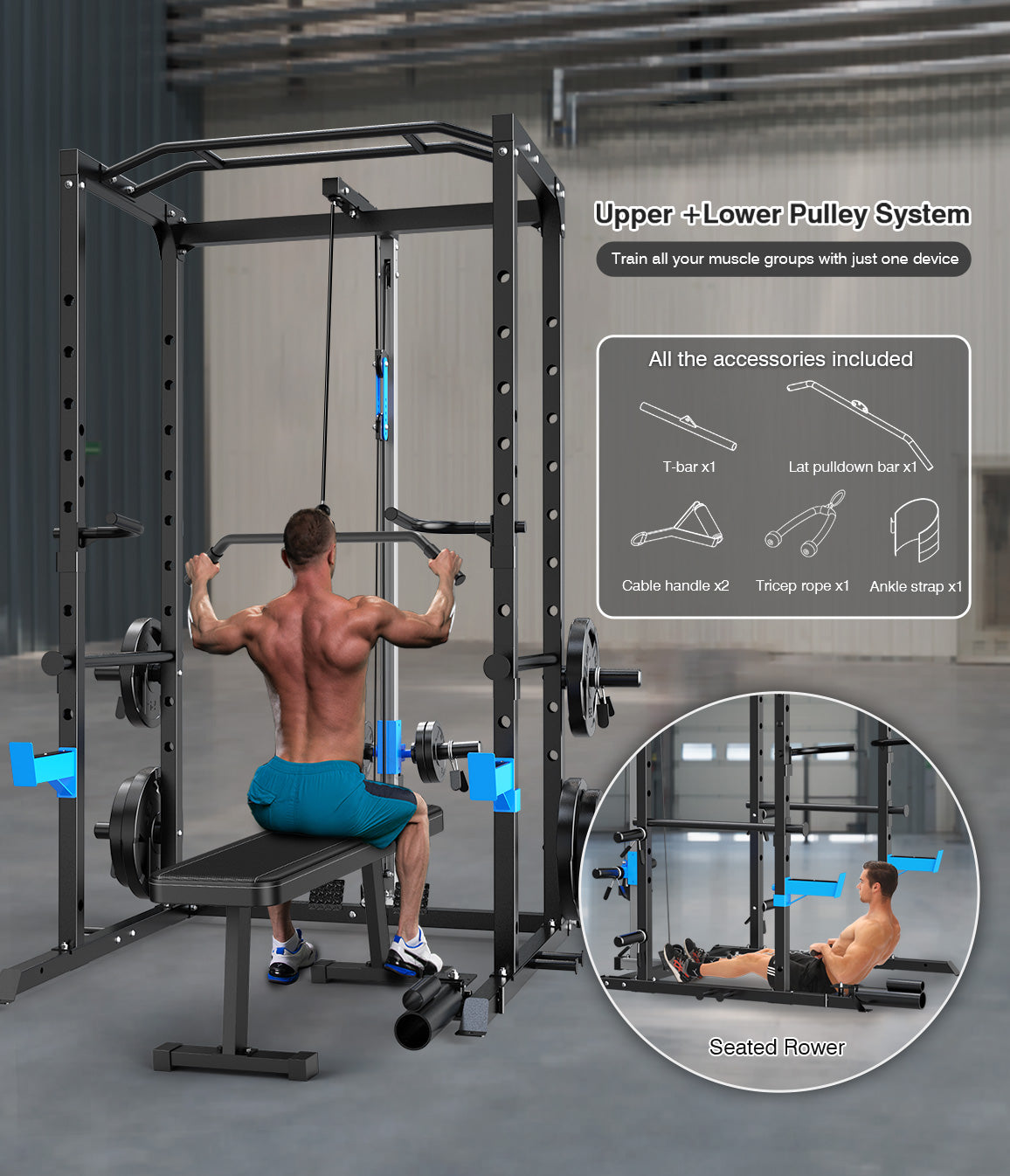 Power Cage, Multi-Functional Power Rack with Complete Attachments 896
