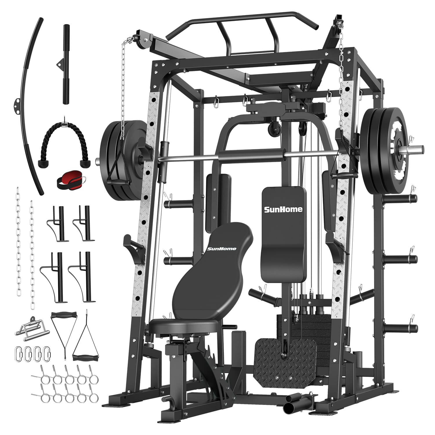 All in One Smith Machine Power Rack(Pro Weight Bench and Plates Optional)