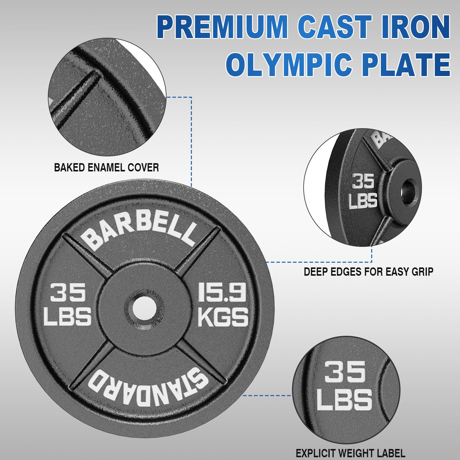 2 Inch Cast Iron Weight Plates Package 150lbs(2*5lbs+2*10lbs+2*25lbs+2*35lbs)