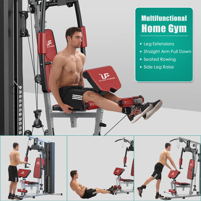 Home Gym Station Workout Equipment Red
