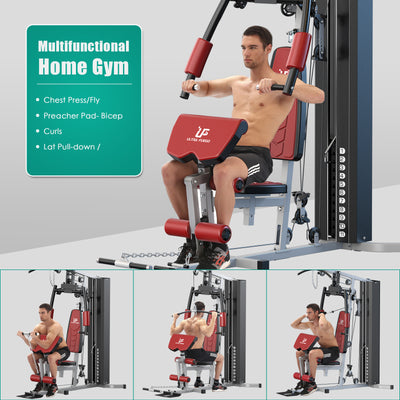 Home Gym Station Workout Equipment Red