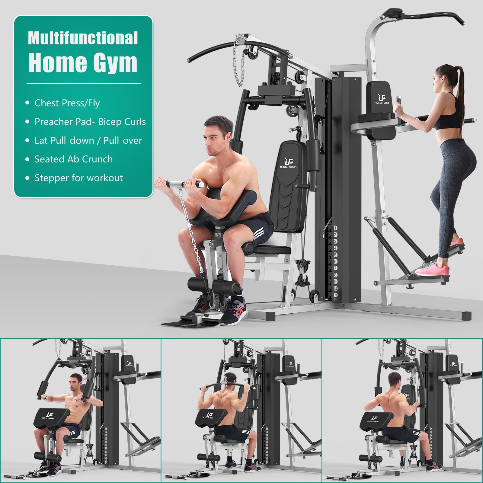 Multi-Gym Station with Power Tower & Stepper UF-1186L