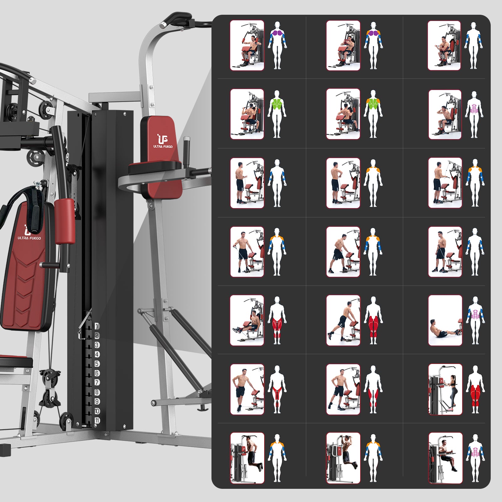 Multi-Gym Station with Power Tower & Stepper UF-1186L