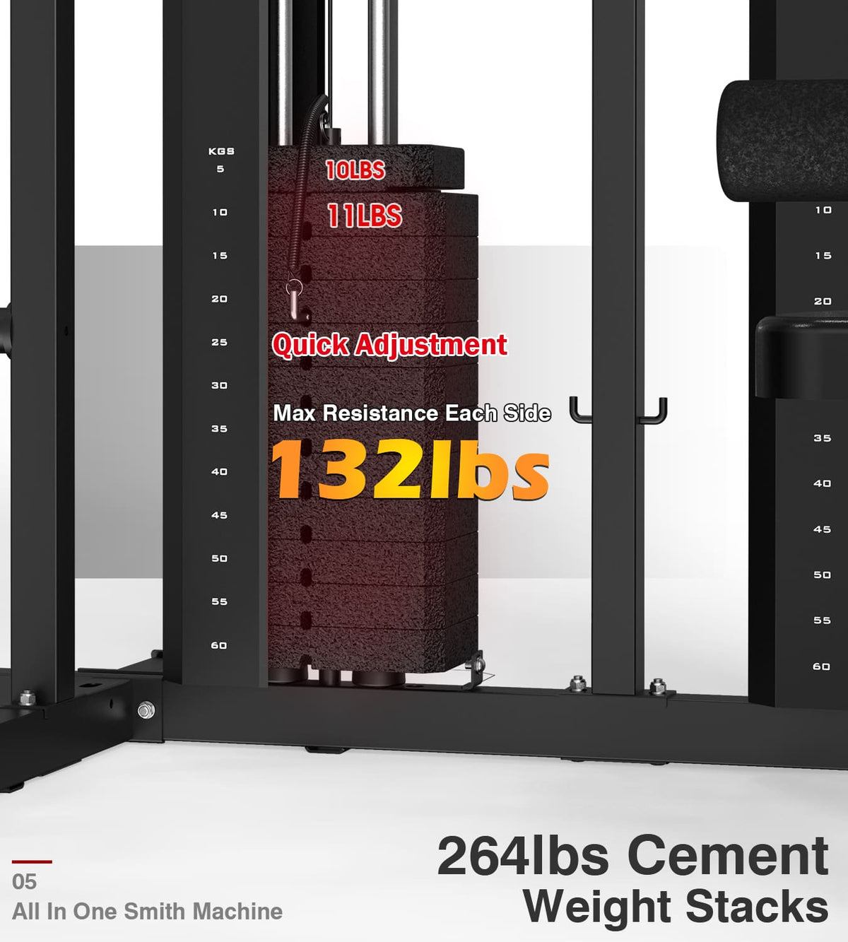 All in One Smith Machine Rack with Weight Stacks & Dual Cable System