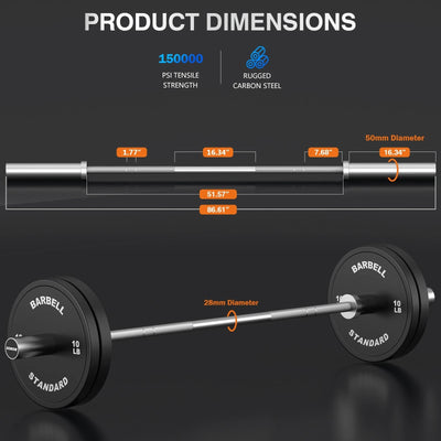 7ft Olympic Barbell, Weight 45LB
