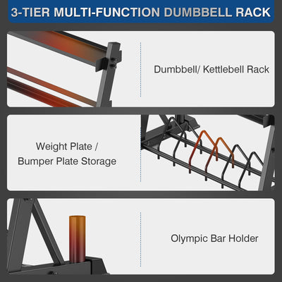 Dumbbell Rack 3-Tier Weight Plate Rack UF-88