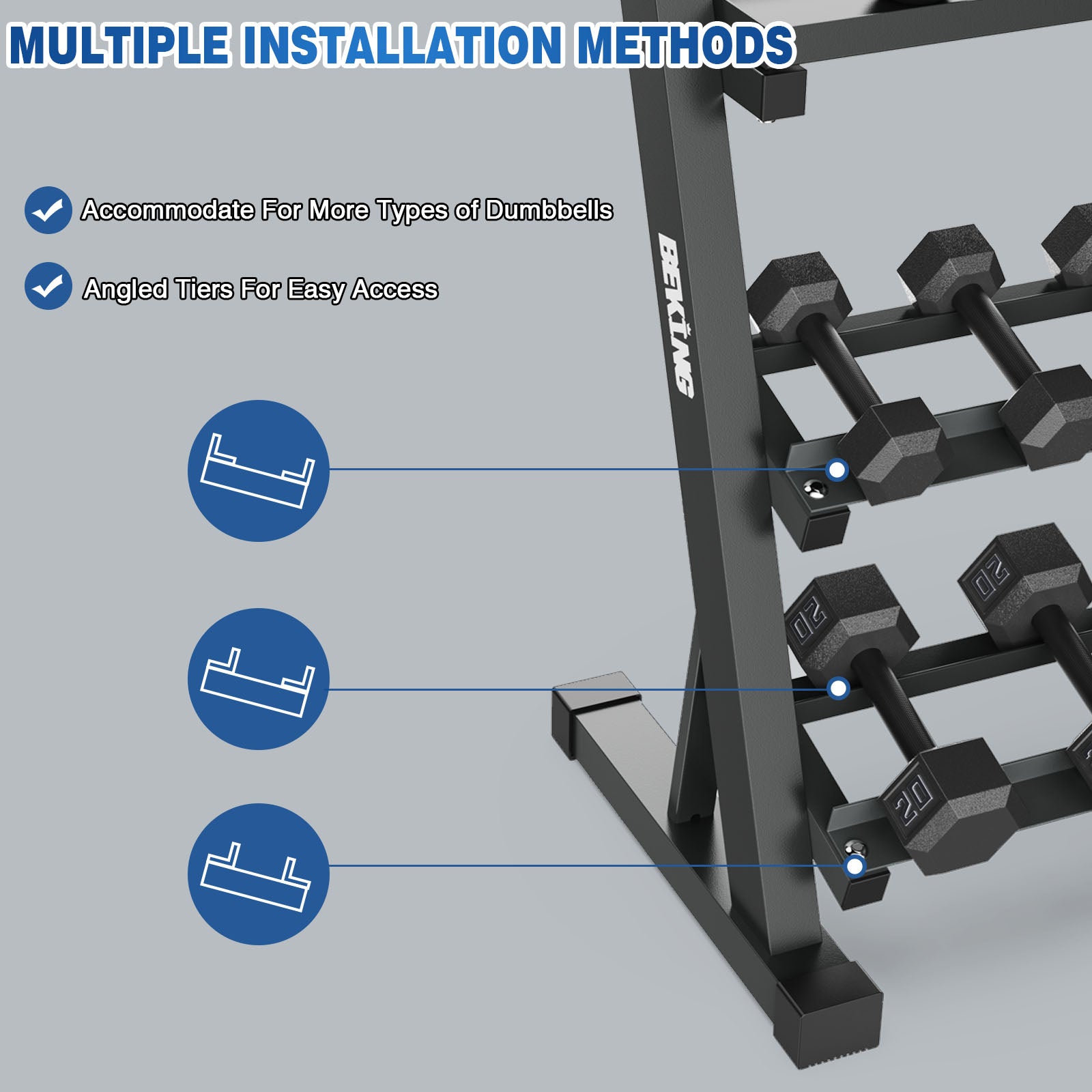 3 Tier Dumbbell Rack,1000LB Capacity BK-96
