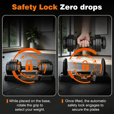 Adjustable Dumbbells Set, Single 55lb/ Pair 110lb