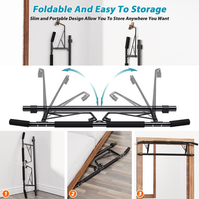Door Frame Pull up Bar with Padded Handles Foldable for Home Gym, No Drilling