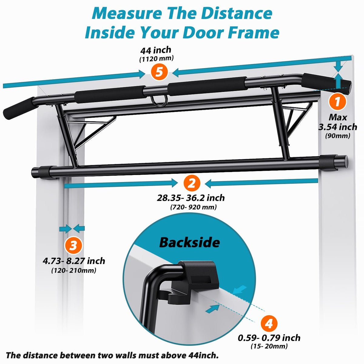 Door Frame Pull up Bar with Padded Handles Foldable for Home Gym, No Drilling
