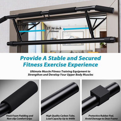 Door Frame Pull up Bar with Padded Handles Foldable for Home Gym, No Drilling