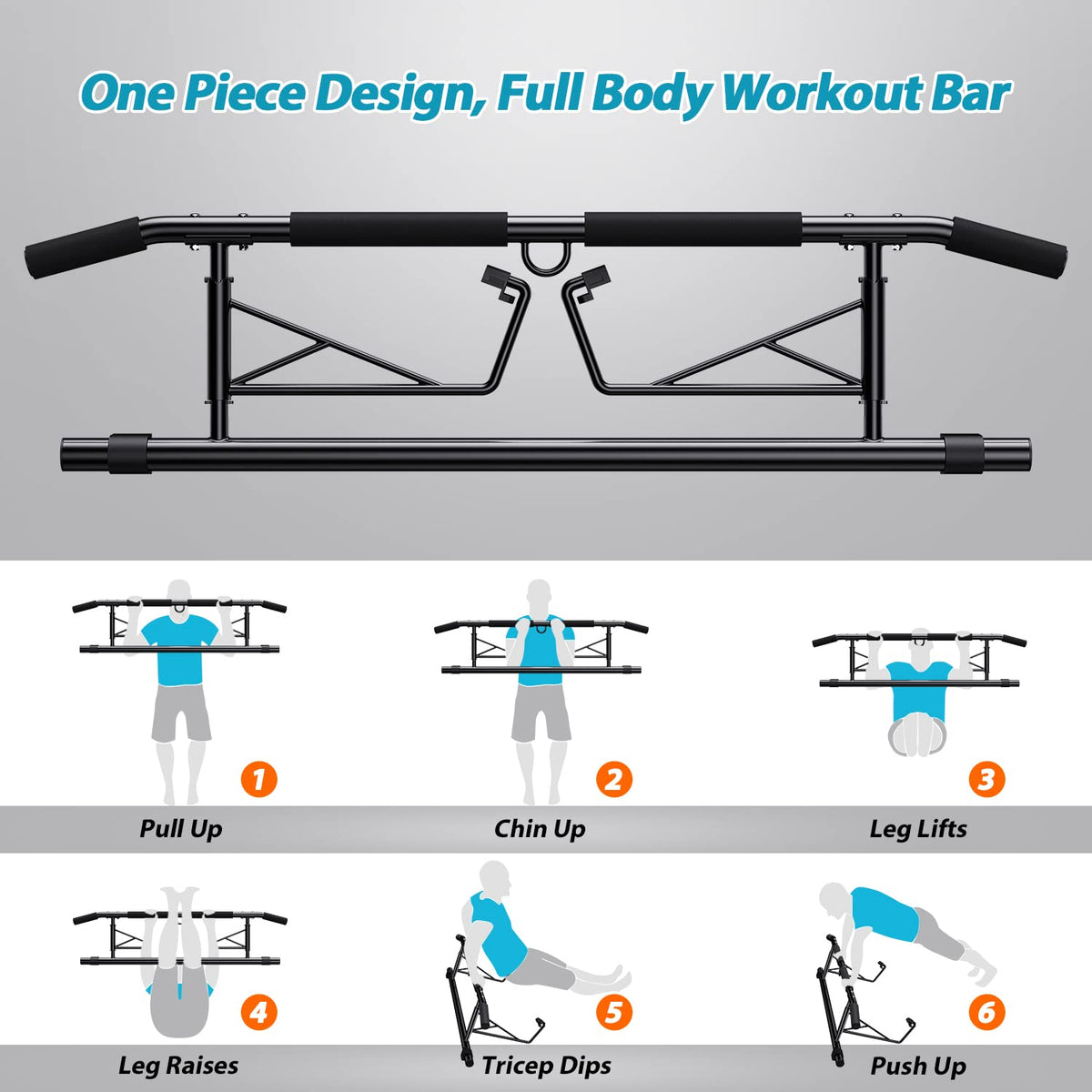 Door Frame Pull up Bar with Padded Handles Foldable for Home Gym, No Drilling