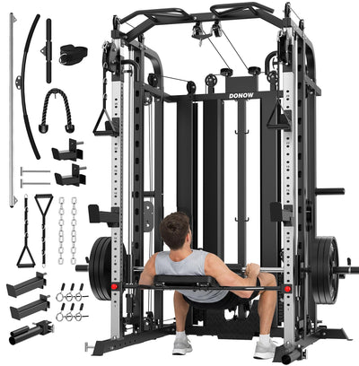 Smith Machine Rack Cable Crossover Home Gym System Station