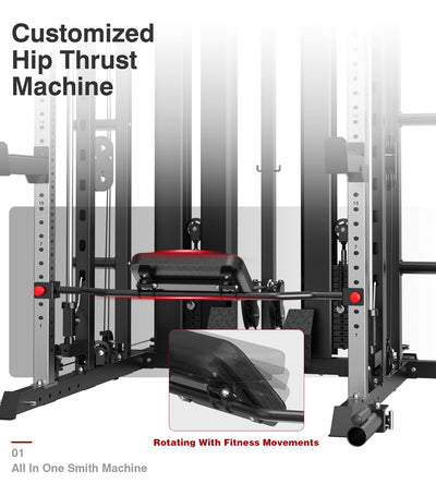 Smith Machine Rack Cable Crossover Home Gym System Station