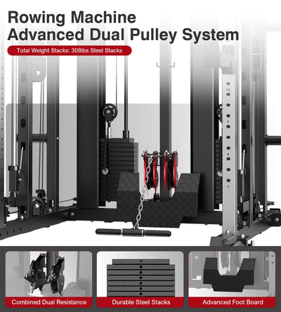 Smith Machine Rack Cable Crossover Home Gym System Station