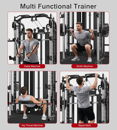 Smith Machine Rack Cable Crossover Home Gym System Station