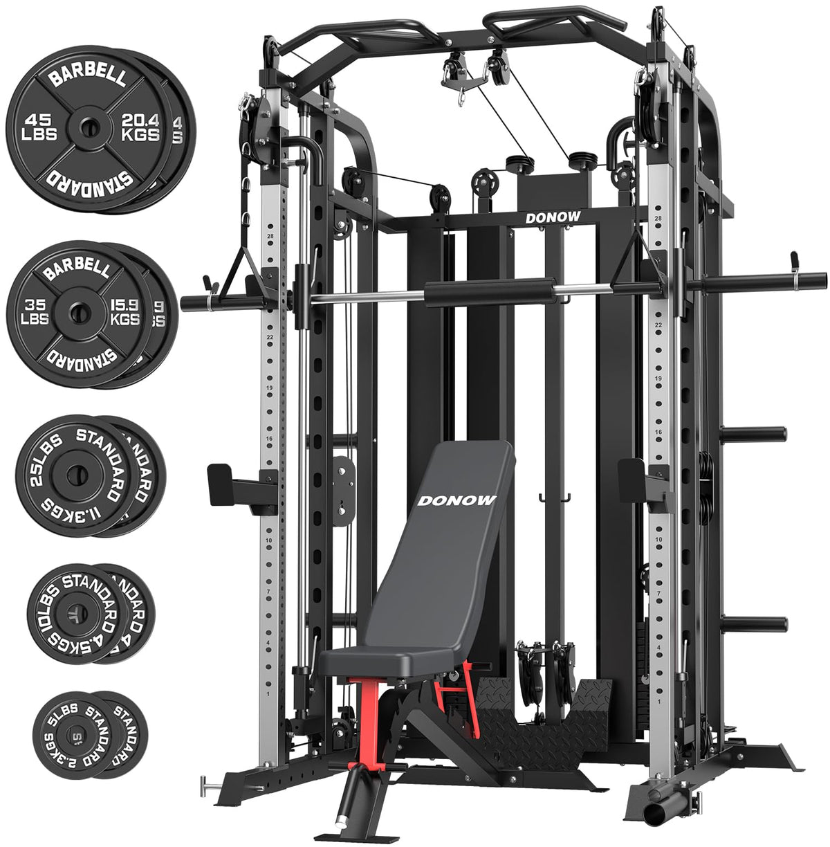 Smith Machine Rack Cable Crossover Home Gym System Station