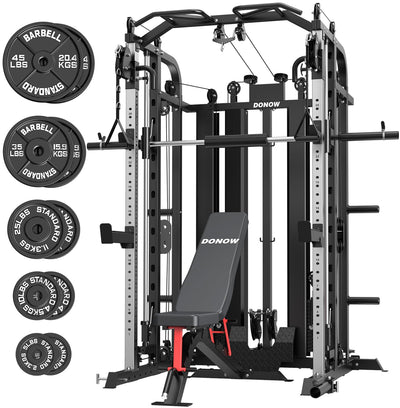 Smith Machine Rack Cable Crossover Home Gym System Station