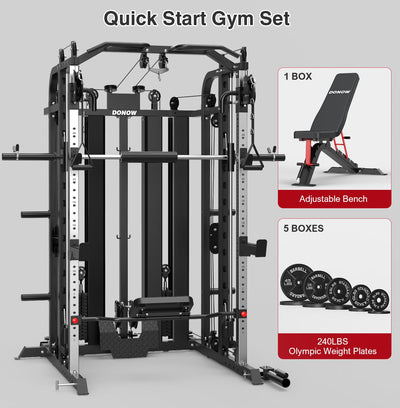 Smith Machine Rack Cable Crossover Home Gym System Station
