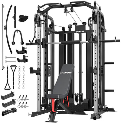 Smith Machine Rack Cable Crossover Home Gym System Station