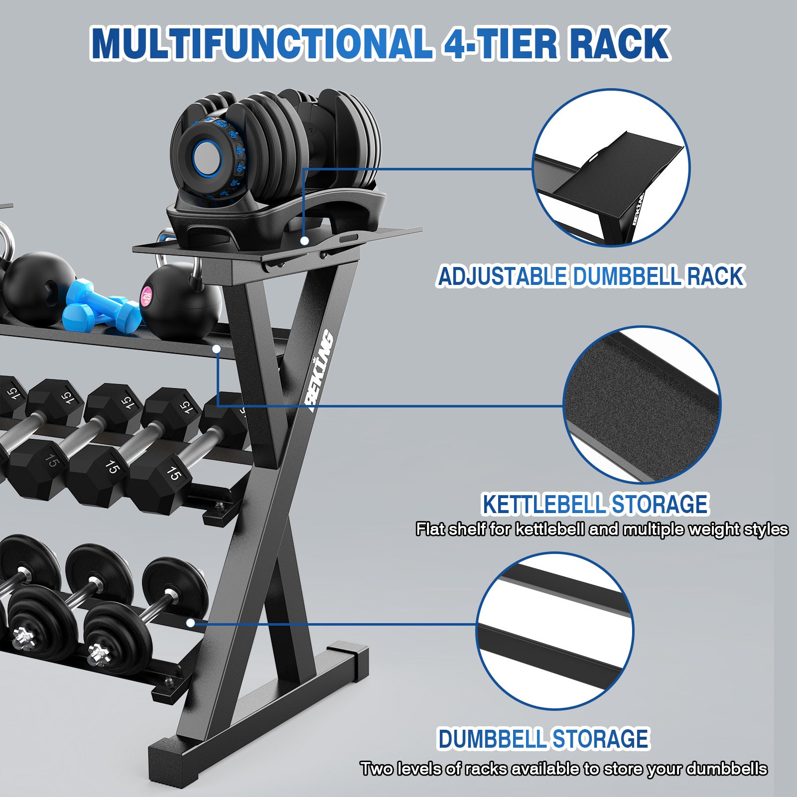 Weight Organizer Stand for Dumbbells, Kettlebells BK-97