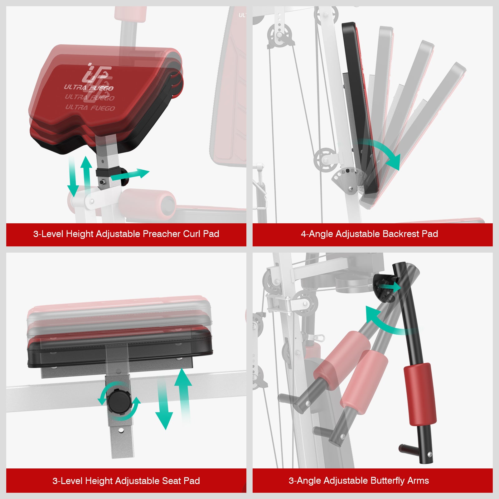 Home Gym Station Workout Equipment Red