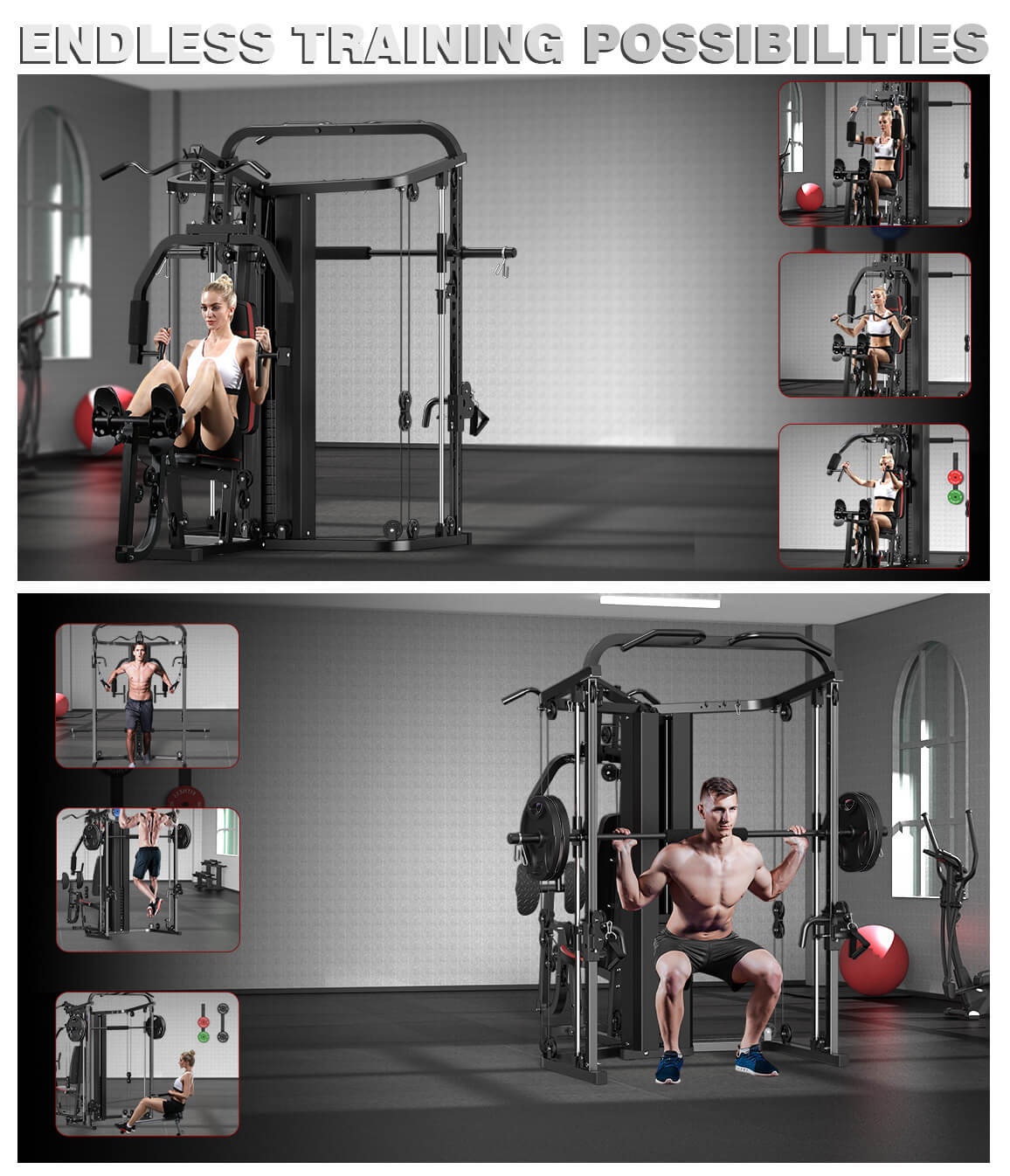 2-IN-1 Multi Gym Station and Smith Machine