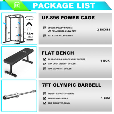 Power Cage, Multi-Functional Power Rack with Complete Attachments 896