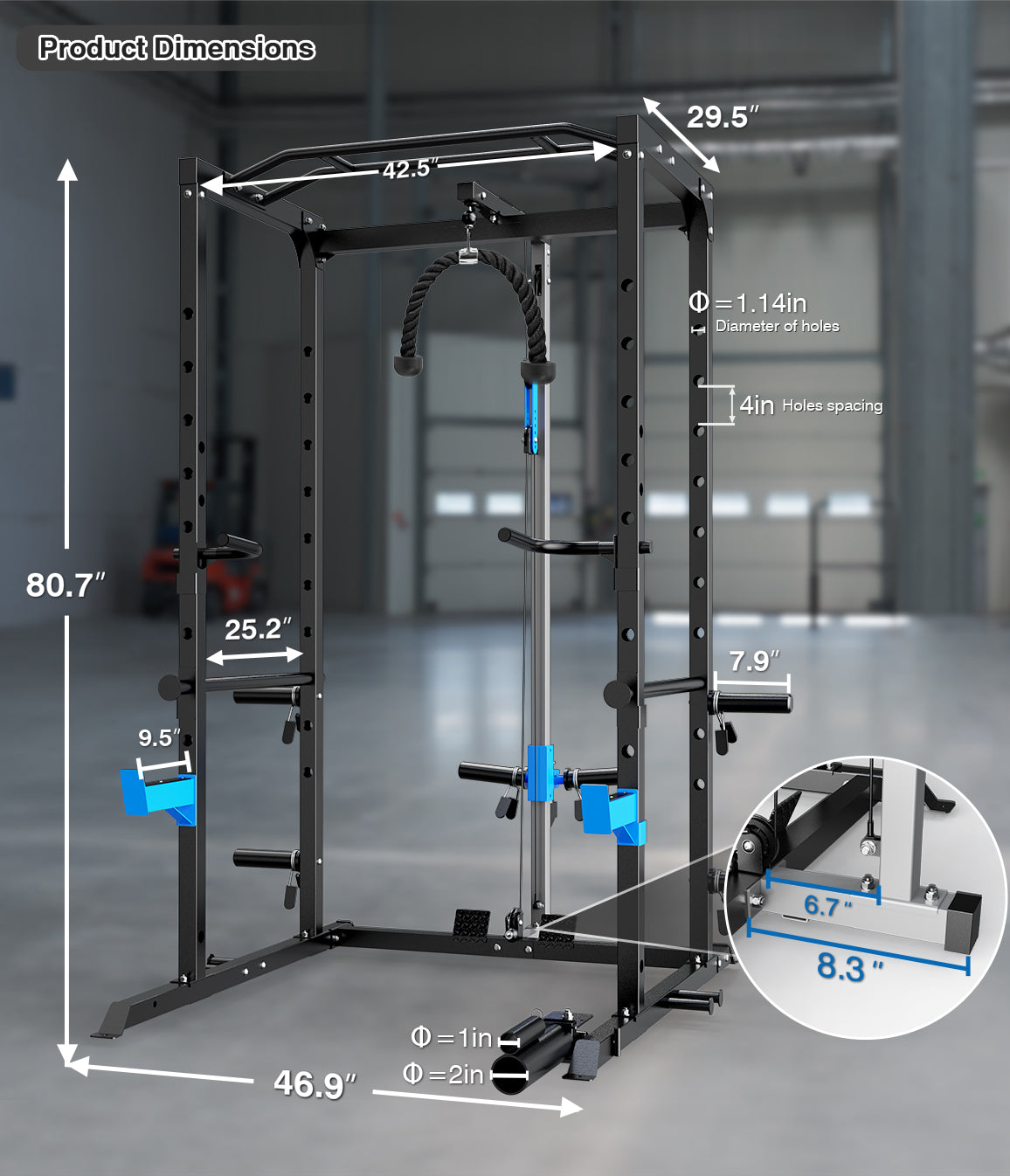 Power Cage, Multi-Functional Power Rack with Complete Attachments 896