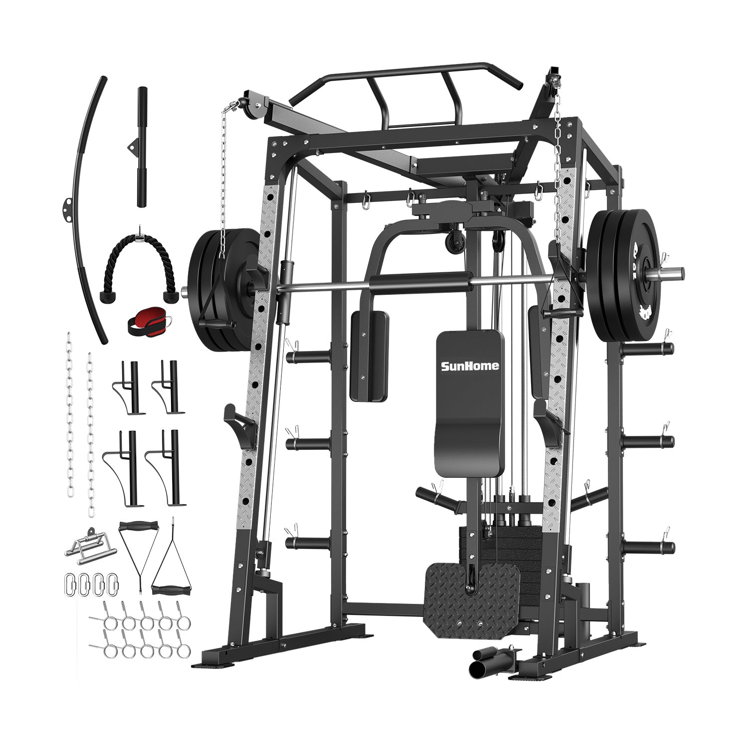 All in One Smith Machine Power Rack（Pro Weight Bench and Plates Optional）