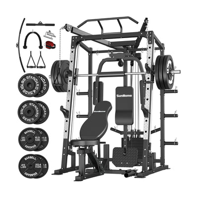 Smith Machine with Bench & 230lbs Weight Plates 9110