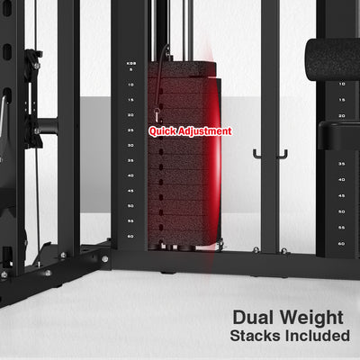 Smith Machine with Weight Bench and 240lbs Weight Plates DN-938 Series