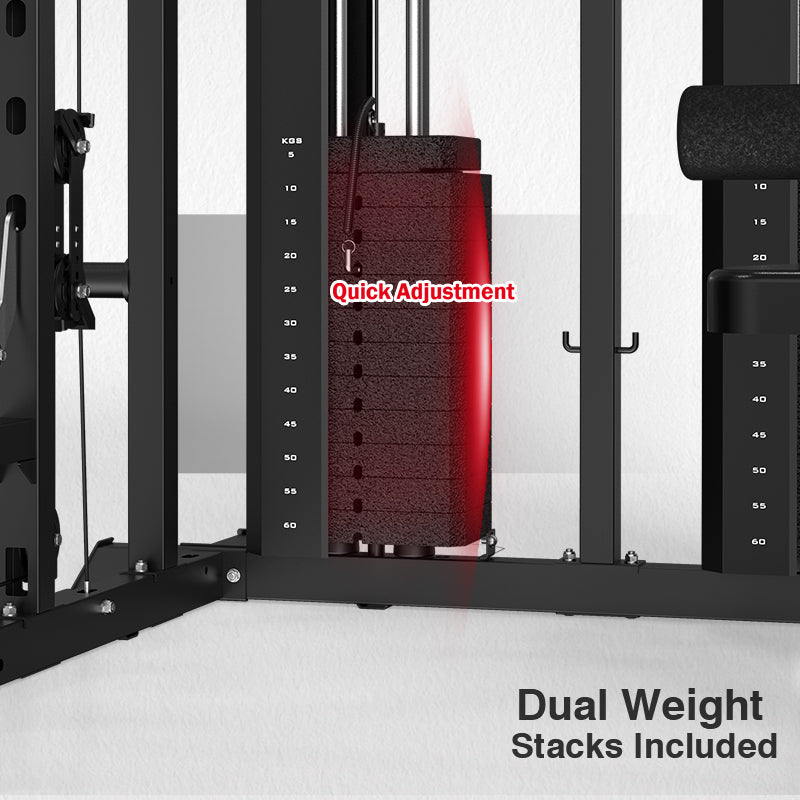 Smith Machine with Weight Bench and 240lbs Weight Plates DN-938 Series