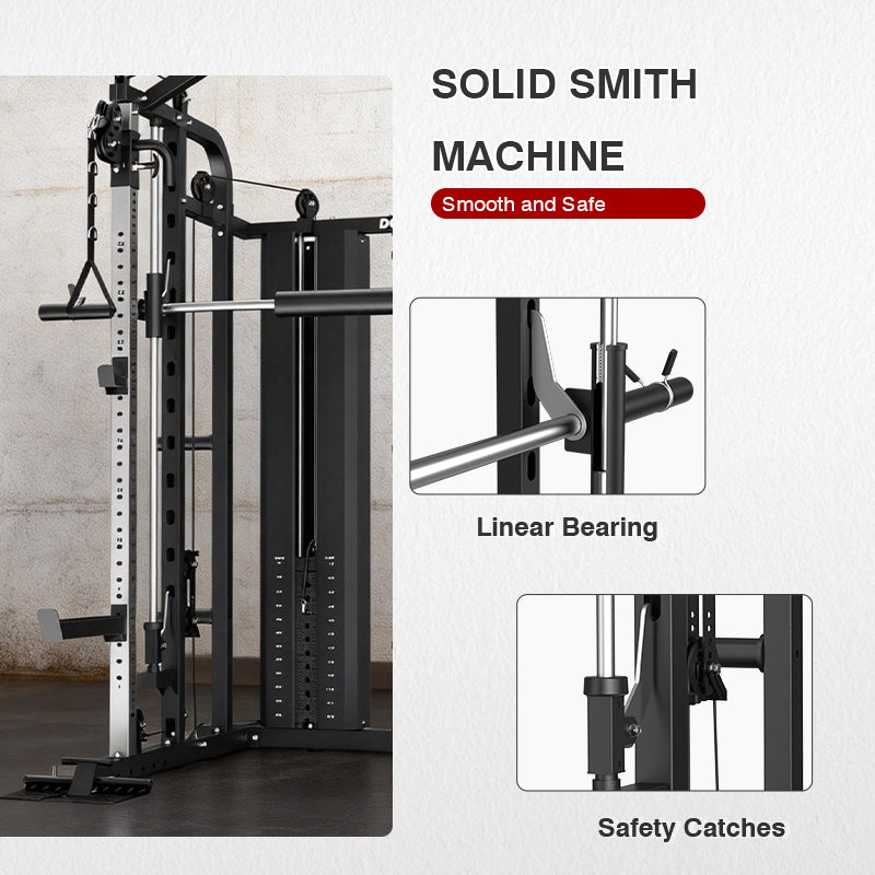 Smith Machine with Weight Bench and 240lbs Weight Plates DN-938 Series