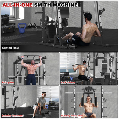Smith Machine with Bench & 230lbs Weight Plates 9110