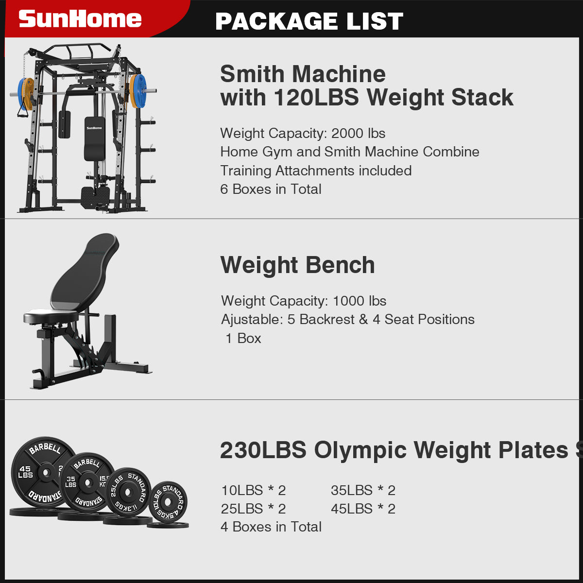 Smith Machine with Bench & 230lbs Weight Plates 9110