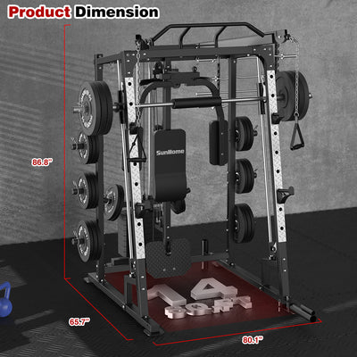 Smith Machine with Bench & 230lbs Weight Plates 9110