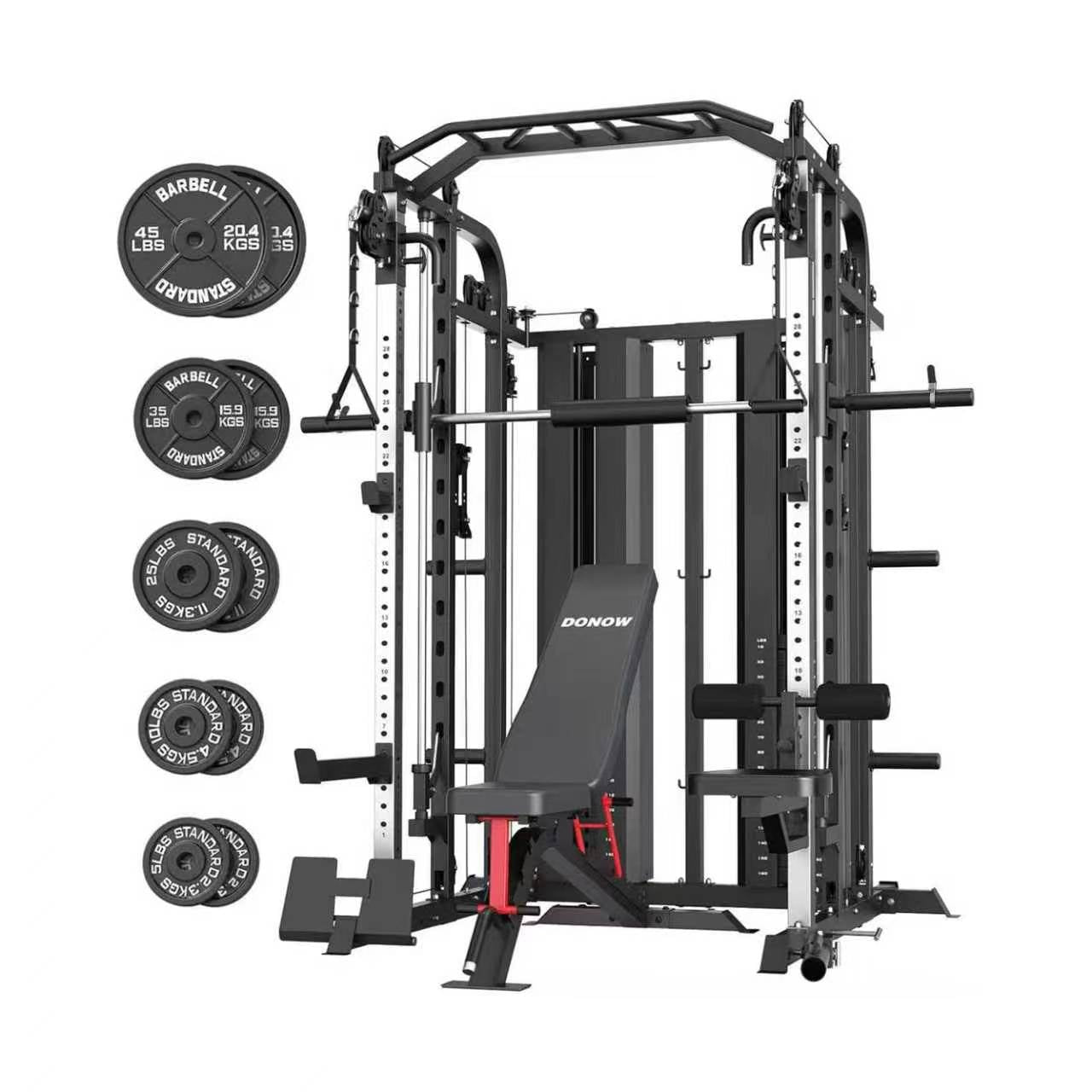 Smith Machine with Weight Bench and 240lbs Weight Plates DN-938 Series