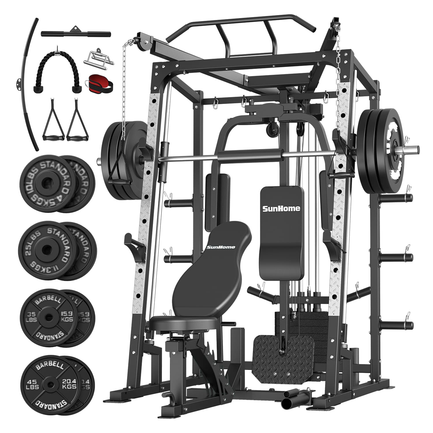 All in One Smith Machine Power Rack（Pro Weight Bench and Plates Optional）