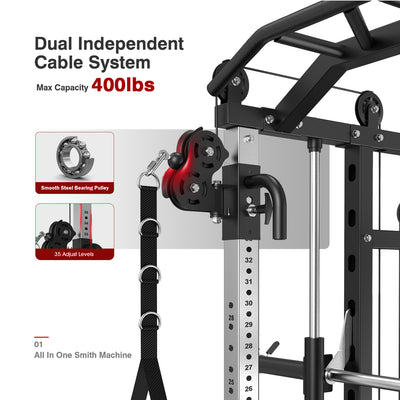 Multi-Functional Smith Machine with Cable Crossover System