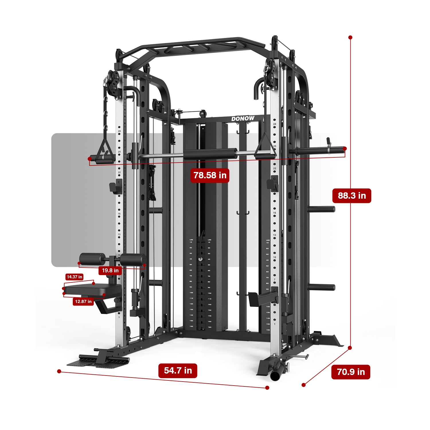 Multi-Functional Smith Machine with Cable Crossover System