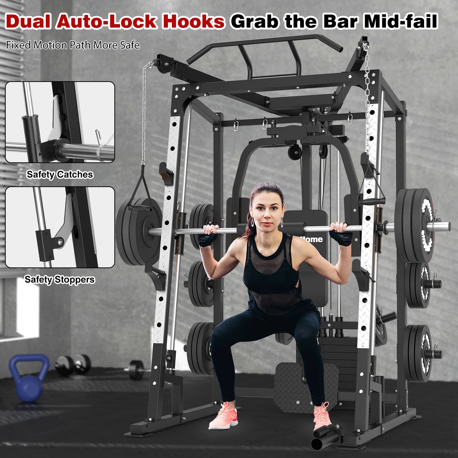 All in One Smith Machine Power Rack（Pro Weight Bench and Plates Optional）