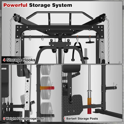 All in One Smith Machine Power Rack（Pro Weight Bench and Plates Optional）